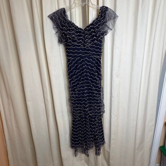 NWT ALICE MCCALL venue Valentine Midi Dress size 0 indigo $550 retail - Picture 9 of 9